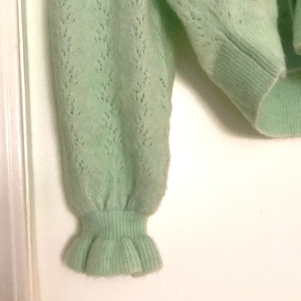 Mint green Ruffle Cuff Alpaca Blend Knit S great condition - Picture 5 of 9
